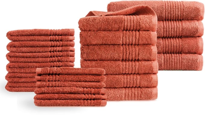 PHLOX Supreme Handdoeken 22 delig set - Zware kwaliteit 600 g/m2 - Terracotta