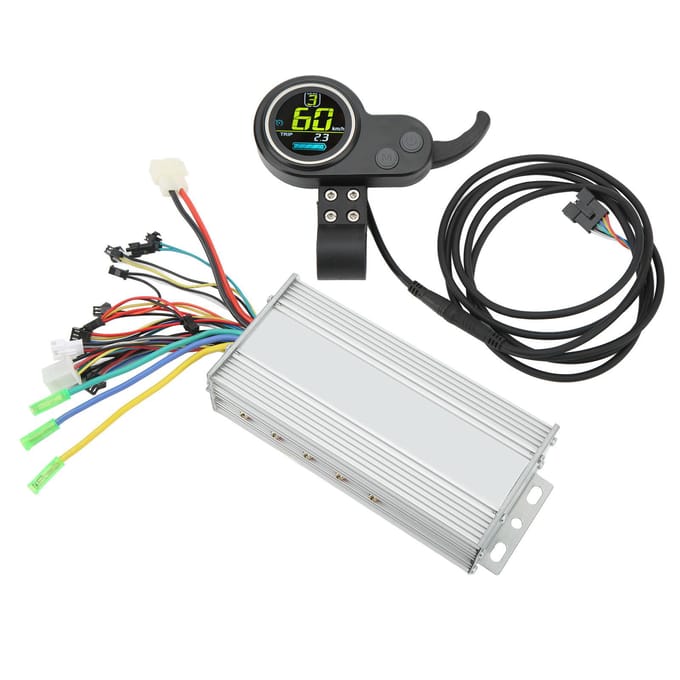 1000W 36V 48V Borstelloze Snelheidsmotorcontroller LCD Rond Display met Duimgashendel voor Elektrisch white