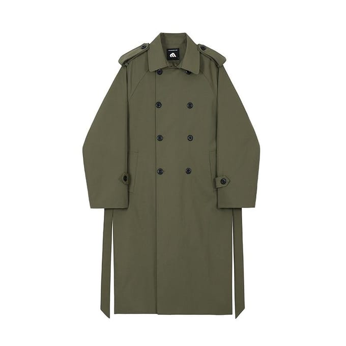 Herfst Mannen Trenchcoat Middel en Lang Over de Knie Los Koreaanse Versie Knappe Trendjas L black
