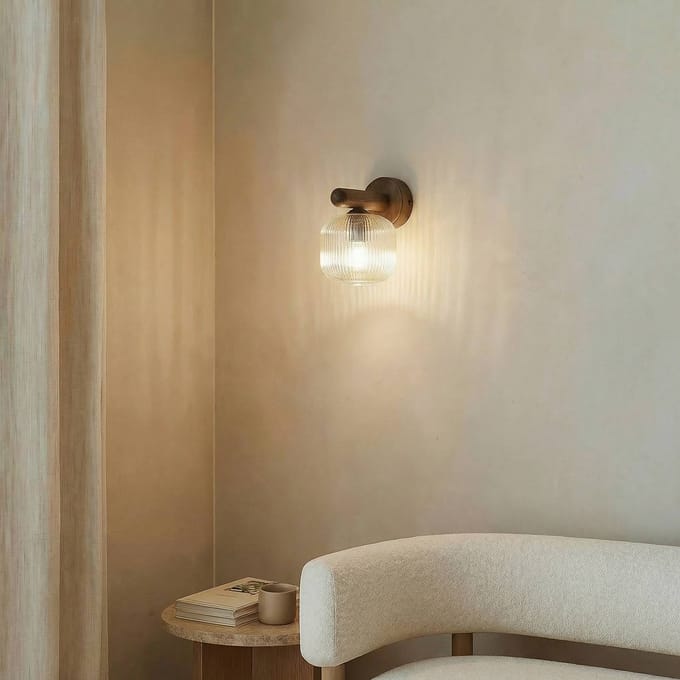 TK Lighting wandlamp Salvia, bruin/cognac, glas, hoogte 20 cm, E14