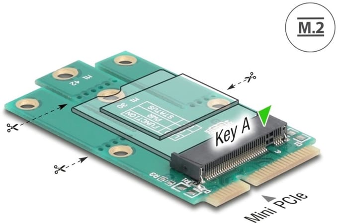 Delock Adapter Mini PCIe male to M.2 Key A slot