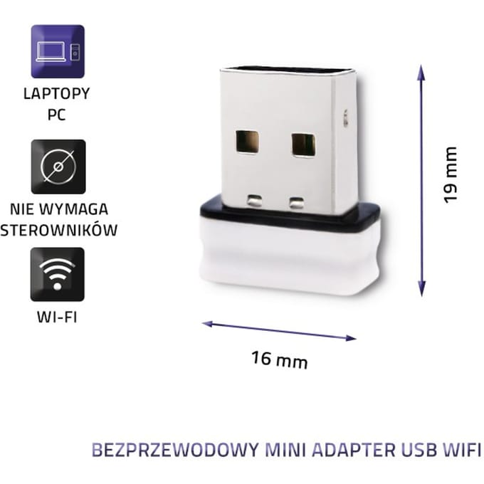 Qoltec externe netwerkkaart |   Mini USB Wi-Fi-adapter |   Standaard N |   USB 2.0 |   150 Mb/s |   2,4 GHz