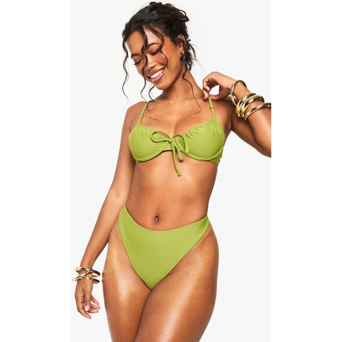 boohoo Dames Swimwear Essentials Bikini Top met beugels | Olive | Maat: 8