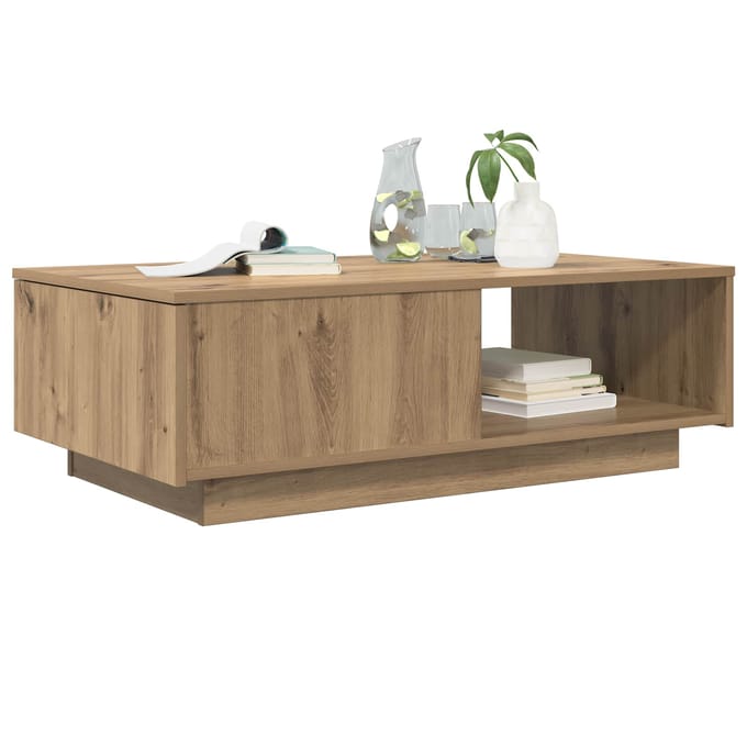 vidaXL - Salontafel - Artisan - Eiken - 95 - x - 55 - x - 31 - cm - Bewerkt - hout