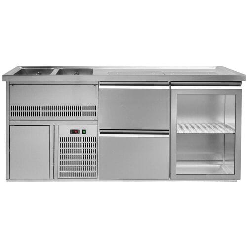 GGM Gastro Biertheke Premium PLUS - 1950x700mm - 1 Glastür & 2 Schubladen