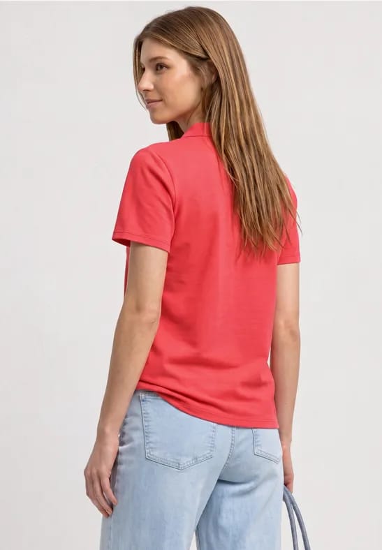 Poloshirt met korte mouwen en geribde structuur