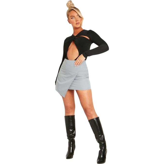 Missy Empire Dames/Dames Wrap Getailleerde Minirok (Grijs)