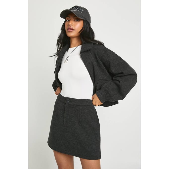 boohoo Dames Minirok in wollook | Grey | Maat: 8