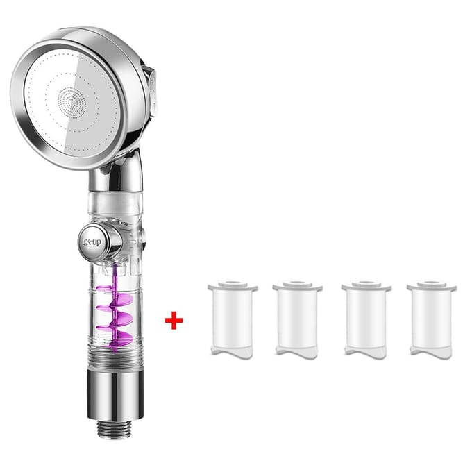 Handheld Turbocharged Drukkop 3 Modi Propeller Turbo Douchekop voor Afneembaar met Filter en OneTouch Schakelaar white
