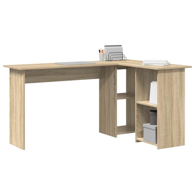 vidaXL - Bureau - Sonoma - Eik - 142 - x - 102 - x - 73 - cm - Bewerkt - hout