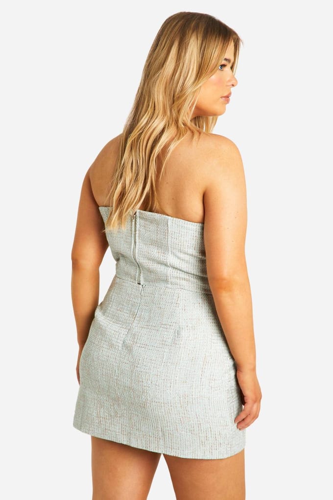 boohoo Dames Plus Boucle Minirok | Munt | Maat: 56