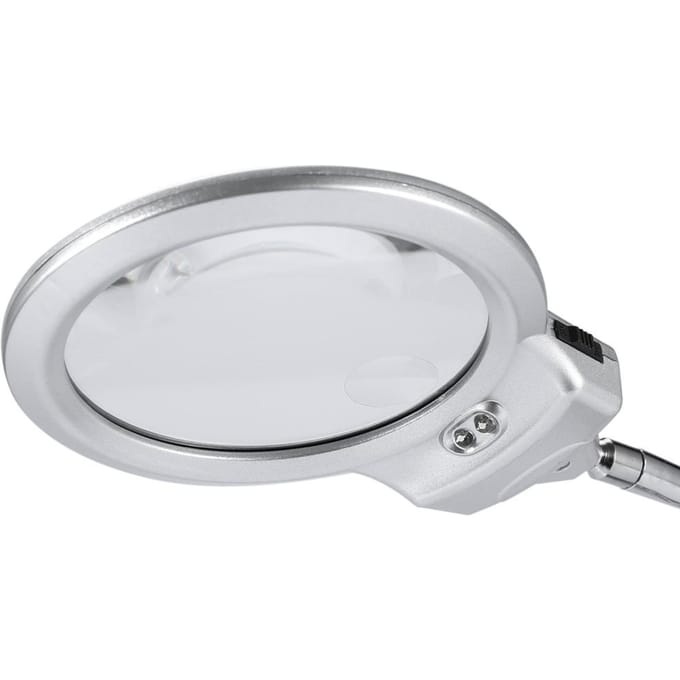 Grote lens tafellamp, verlicht vergrootglas, vergrootglas met LED-lichtklem