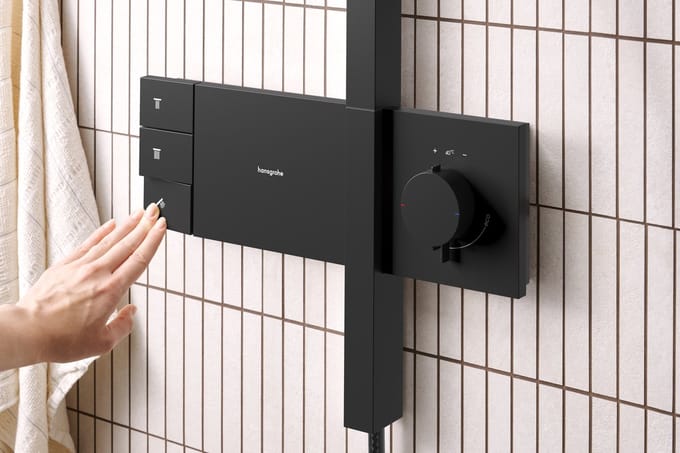 Hansgrohe Raindance Alive opbouw regendoucheset – 34 cm rechthoekige hoofddouche – glijstang – zwart mat