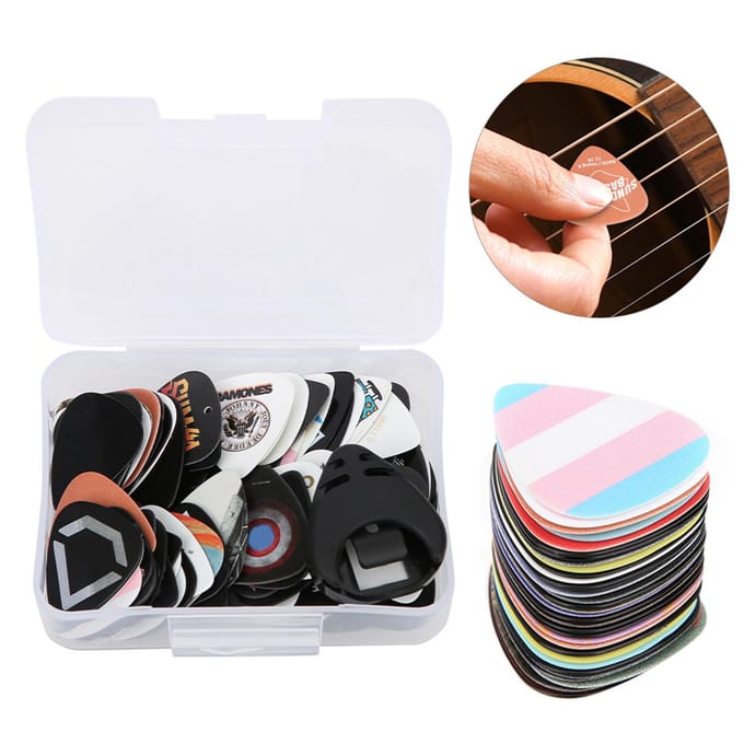 Ensemble de 100 médiators pour guitare, accessoires pour instruments de musique en celluloïd black