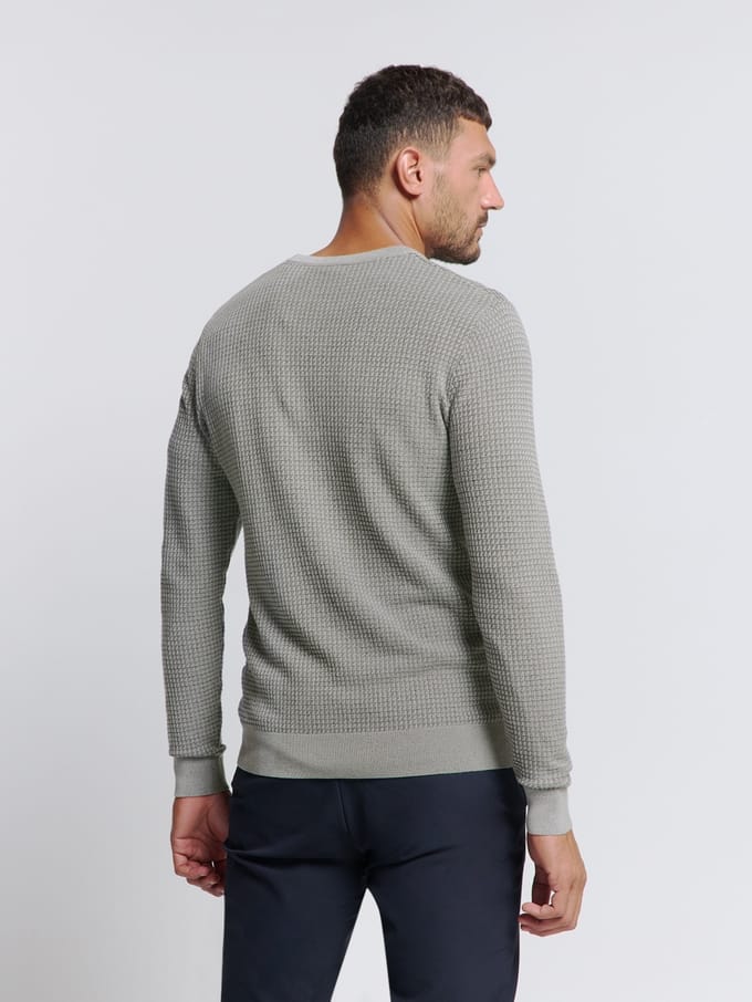 No Excess Pullover Crewneck 2 Coloured Waffle Jacquard Grey  3XL