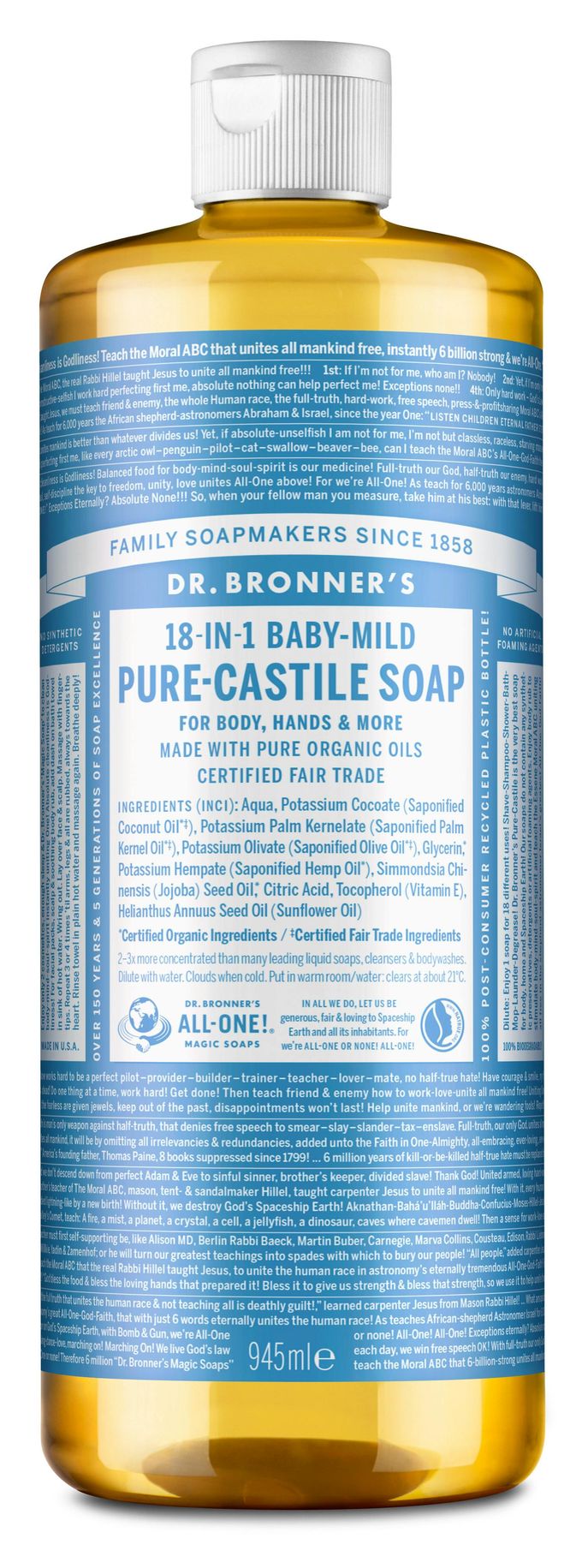 Dr. Bronner’s Dr. Bronner&rsquo;s Magic Soap Baby Unscented 945 ml