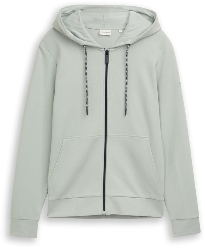 Tom Tailor - Basic hoodie-sweatjack - Maat XXXL - soft greyish green