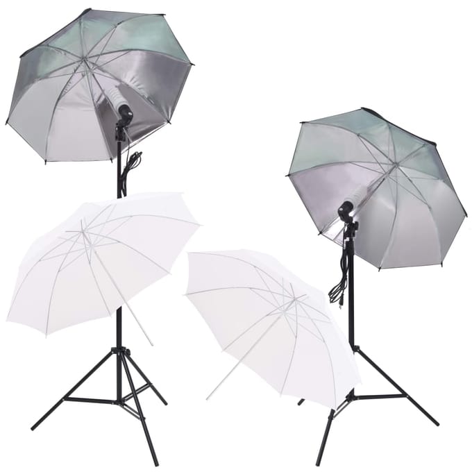 vidaXL - Fotostudioset - met - softboxlampen - paraplu's - achtergrond - reflector