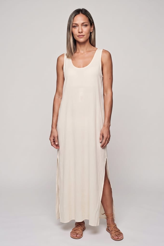 ARKET Zelia Crinkled Ecovero Dress White Größe: L | Maxikleider Outlet | Damen | Weiß