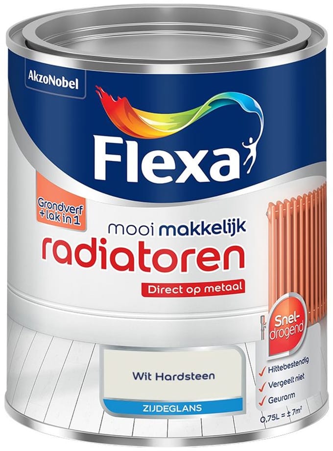 Flexa - Mooi Makkelijk Radiatoren Zijdeglans - Wit Hardsteen - Mengverf - 750 Ml