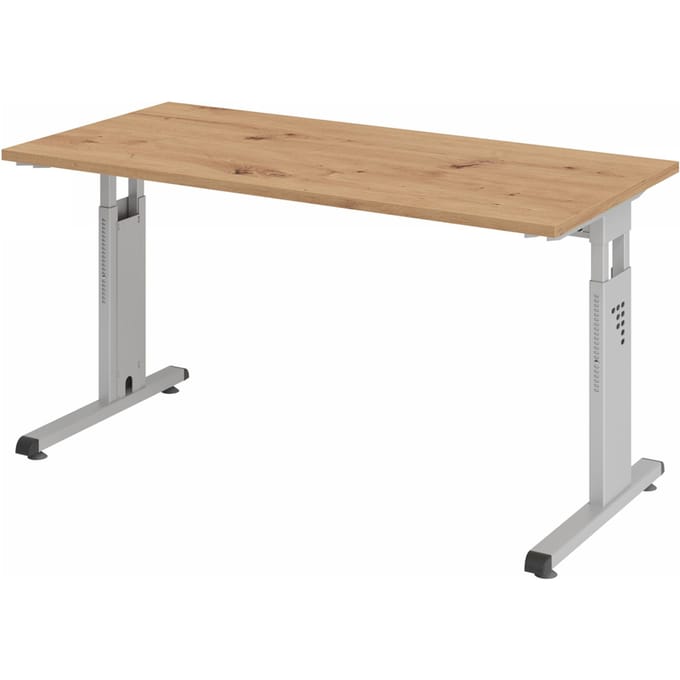 MEGA 614 S | Bureau - Tafelhoogte I In hoogte verstelbaar 140 x 67 Essen-Eik/Zilver