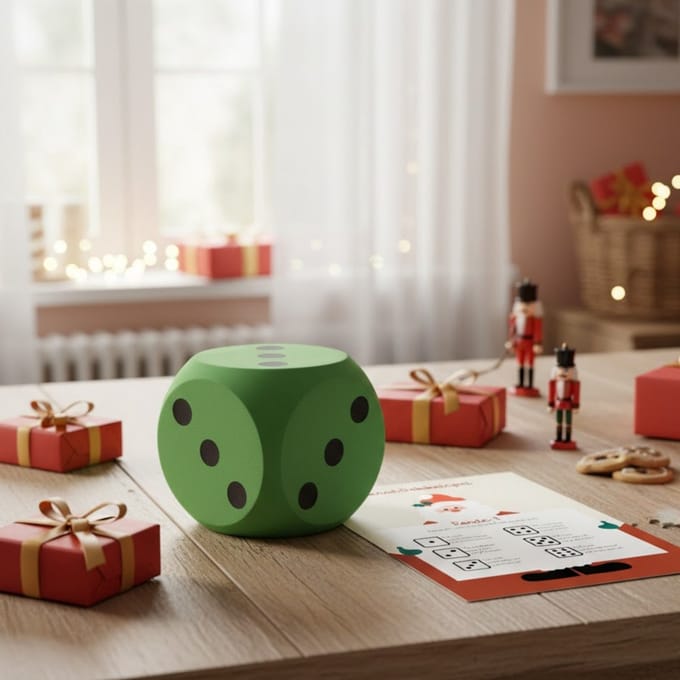 T&F Creations Kerstspel set - dobbelspel - incl foam dobbelsteen - rood