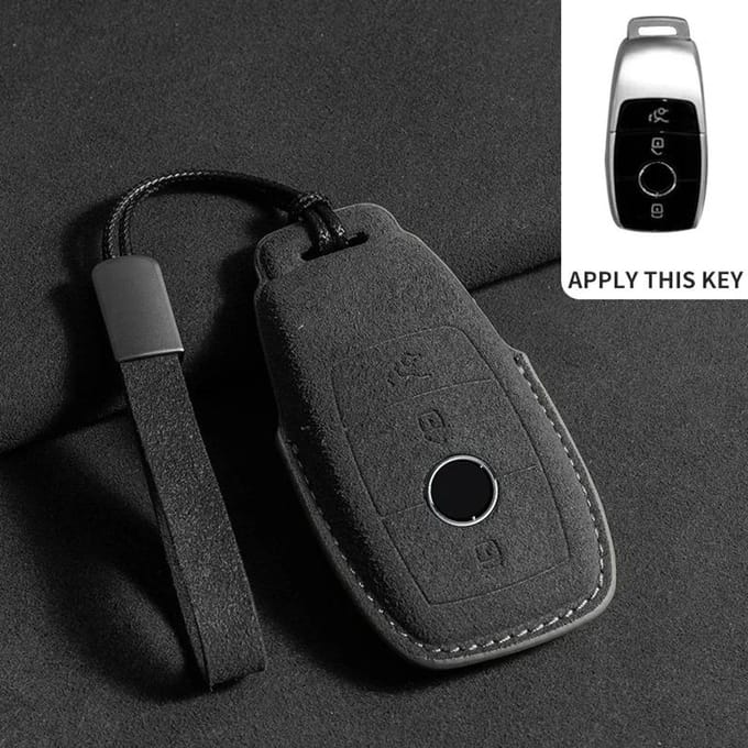 Étui Porte-Clés de Voiture en Cuir Pour Mercedes Benz Classe E W213 W205 E200 E260 E300 E320 Amg Cla Coque de Télécommande en Daim gray