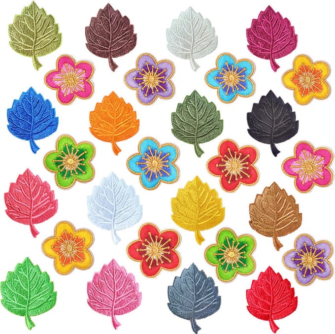 Bladeren/Bloemen Series - 28 delige set -stof & strijk applicatie