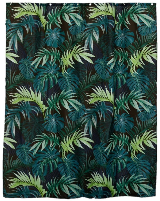 Tendance Douchegordijn Jungle Fever - met ringen - groen - polyester - 180 x 200 cm - wasbaar