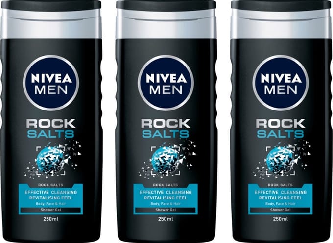 3x Nivea Men Rock Salts Douchegel 250 ml