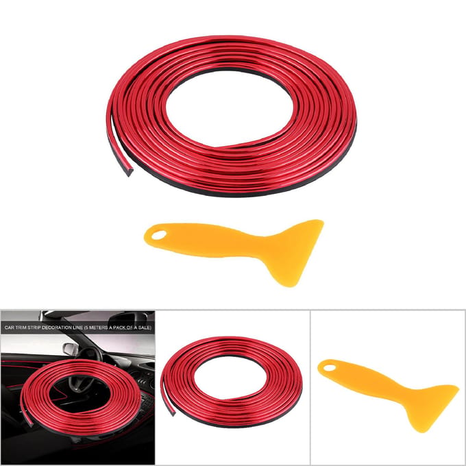 Auto Interieur Sierstrips Deur Dashboard Luchtrooster Stuurwiel Flexibele Decorlijn Blauw red