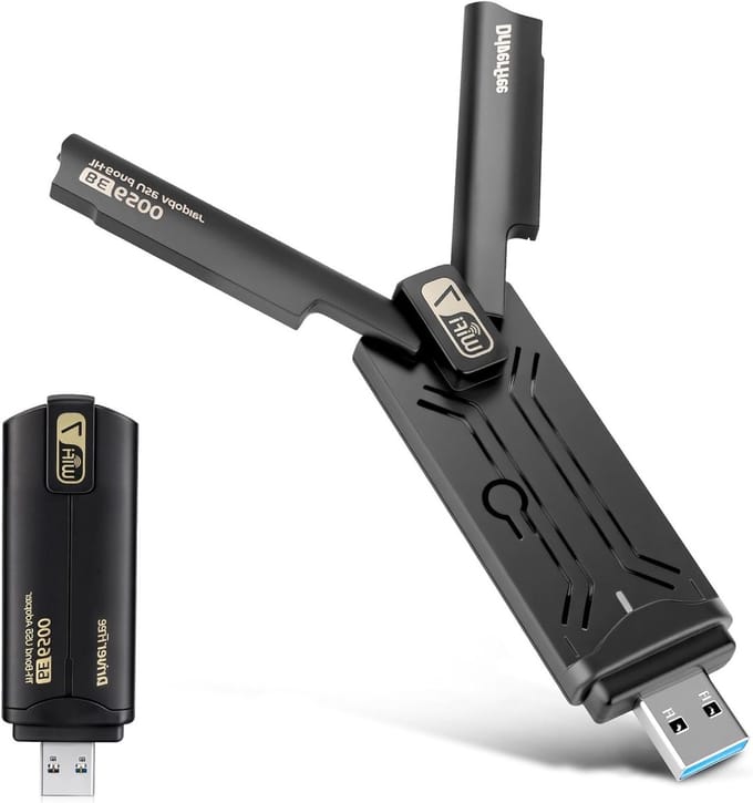 WiFi 7 Adapter - WLAN Stick - Snel Internet - Tri-Band MLO - 6500 Mbps - Zwart