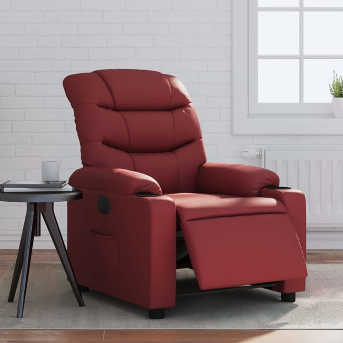 vidaXL - Fauteuil - verstelbaar - elektrisch - kunstleer - wijnrood