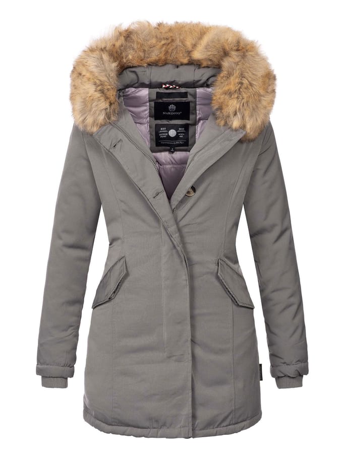 Marikoo dames winterparka Karmaa met afneembare imitatiebontkraag