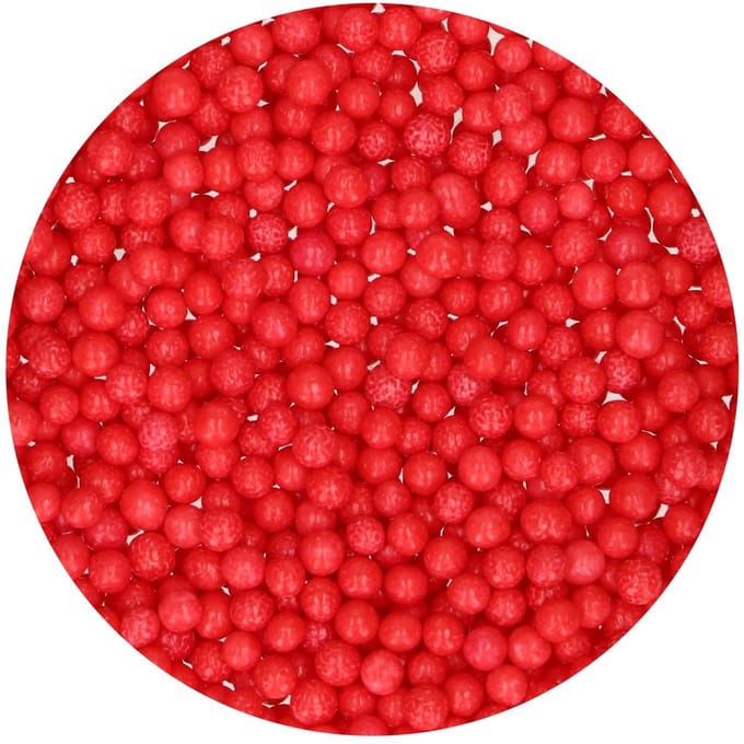 FunCakes Zachte Parels - Medium - Rood - 80g - Smaakstof voor Taarten - Eetbare Taartdecoratie