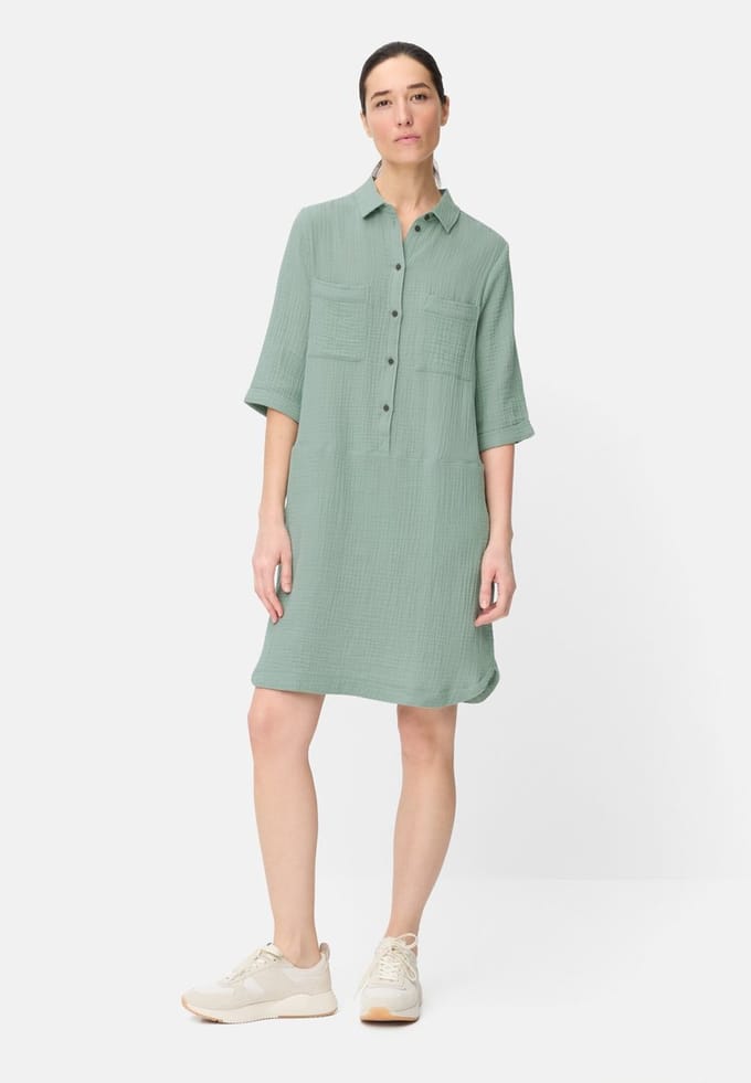 camel active Zomerjurk met knooplijst - Maat - Jadeblauwwomenswear-S