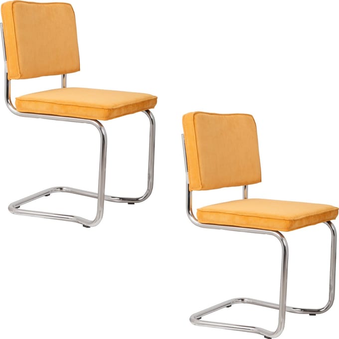 Zuiver Ridge Kink Rib Eetkamerstoelen Geel - Set van 2