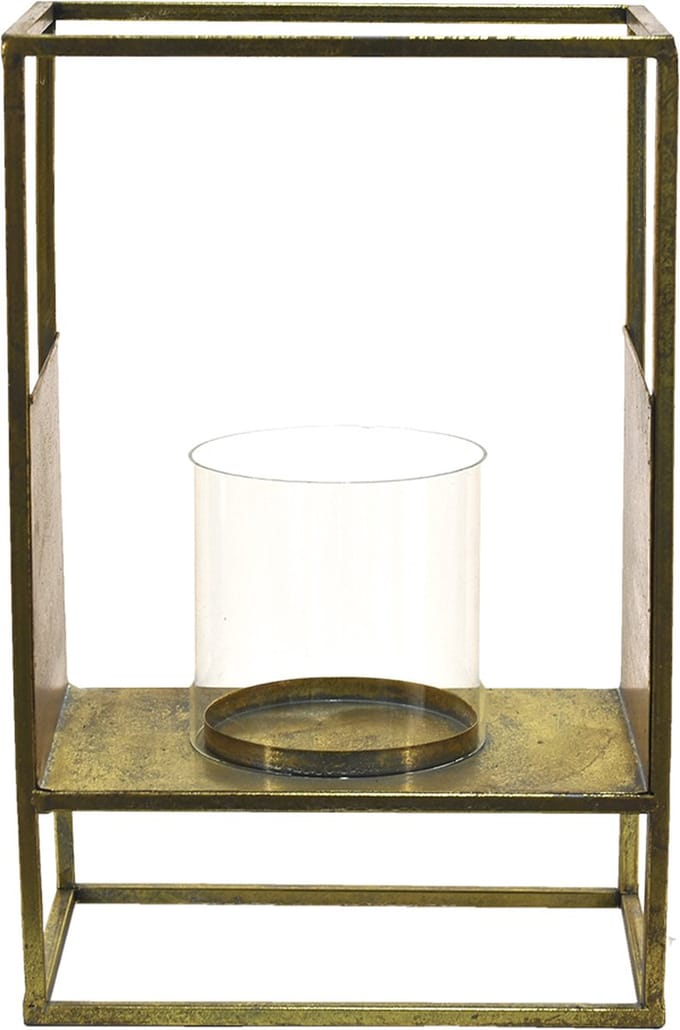 Clayre & Eef Windlicht 25x15x38 cm Koperkleurig Metaal
