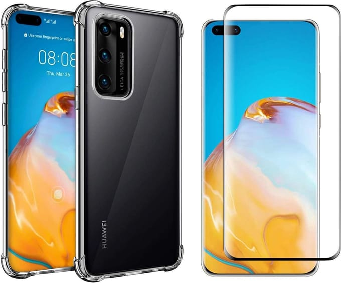 Hoesje geschikt voor Huawei P40 en Screenprotector - Transparant Shock Proof Case + Full Screen Protector Glas