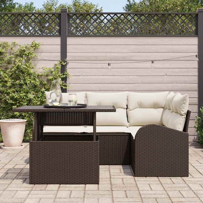 vidaXL - Tuinbank - Set - 5 - st - Bruin - poly - rattan