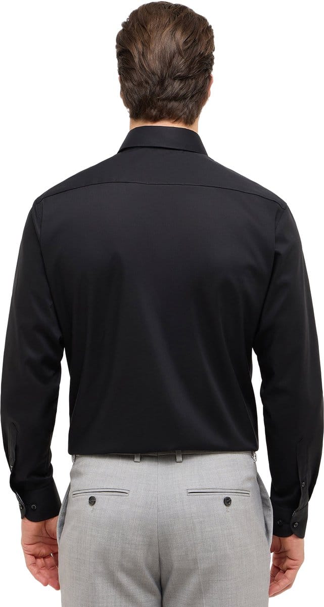 Overhemd zwart Eterna Comfort Fit klassiek katoen