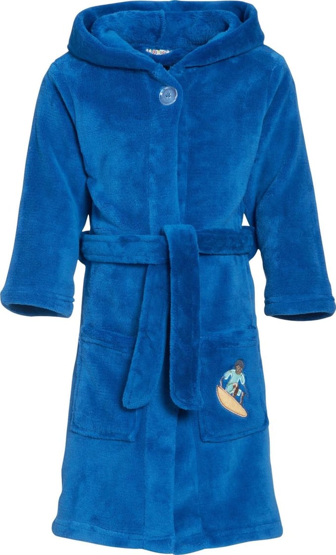 Playshoes - Fleece badjas met capuchon - Surf Blauw - maat 98-104cm
