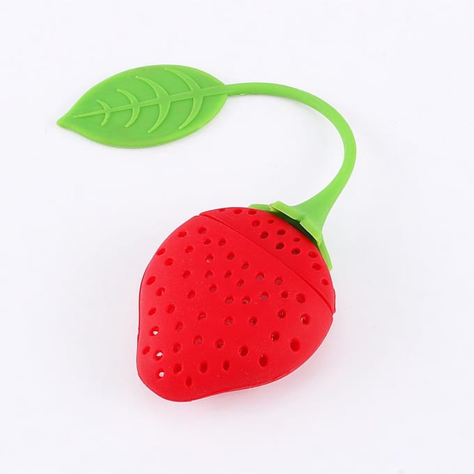 Creatieve aardbeienvormige siliconen theezeef met kruidenfilter green