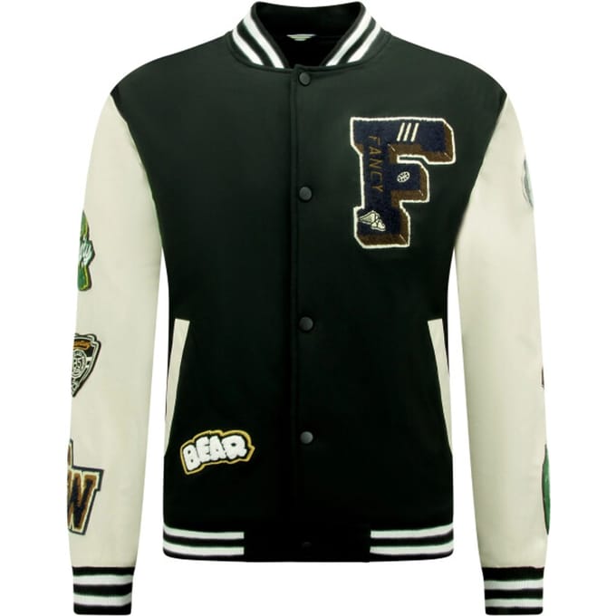 Letterman Jacket Heren Oversized - 8633 - Zwart