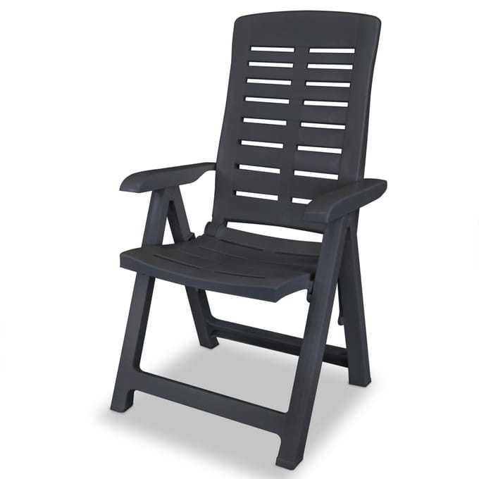 vidaXL - Verstelbare - klapstoelen, - 2 - stuks, - antracietkleurig - kunststof