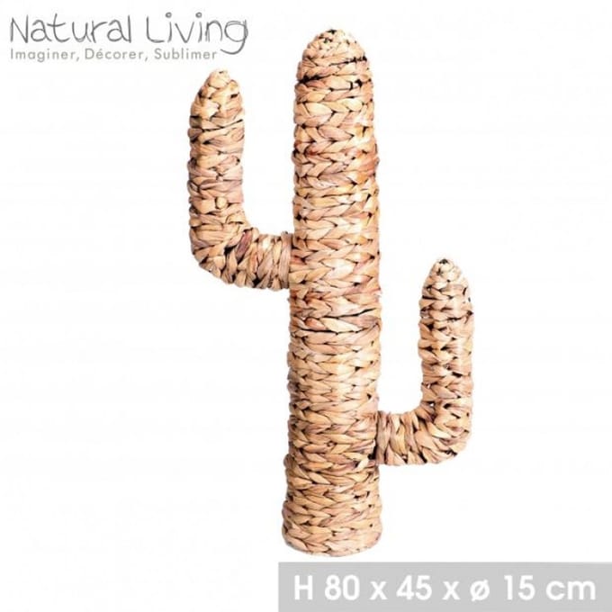 Decoratief object "NATURAL LIVING" Cactus van waterhyacint, 80 x 45 x D 15 cm