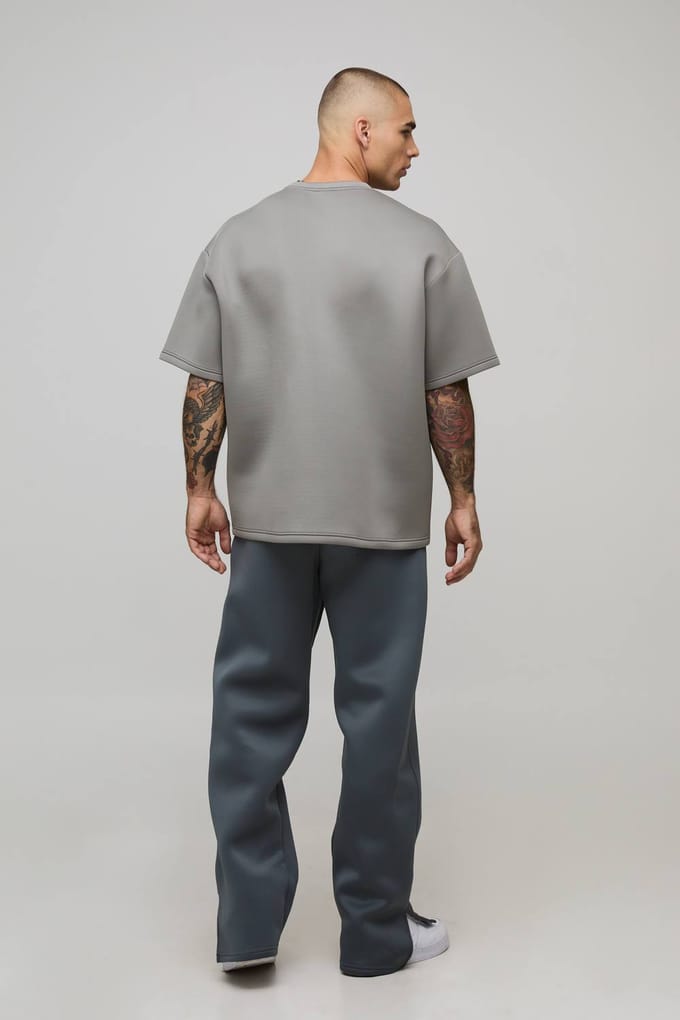 Oversized Bonded Scuba T-shirt | Charcoal | Size Medium