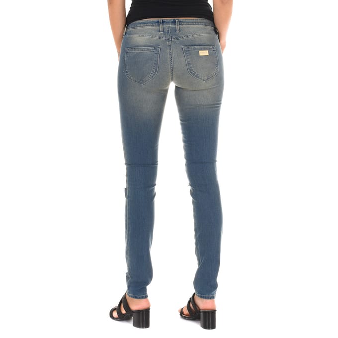 Lange denim broek versleten en gescheurd effect 10DB50262 vrouw