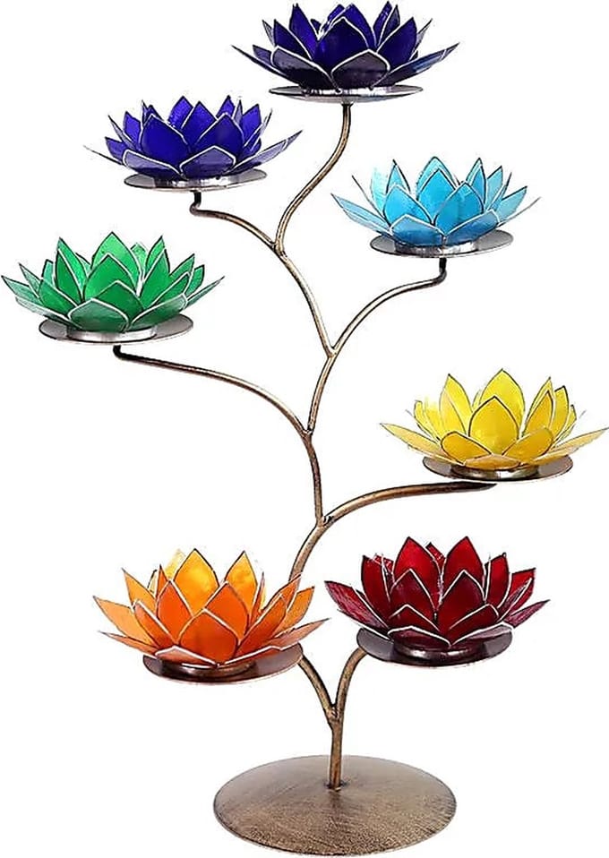 Chakra Lotus display metaal + 21 sfeerlichten