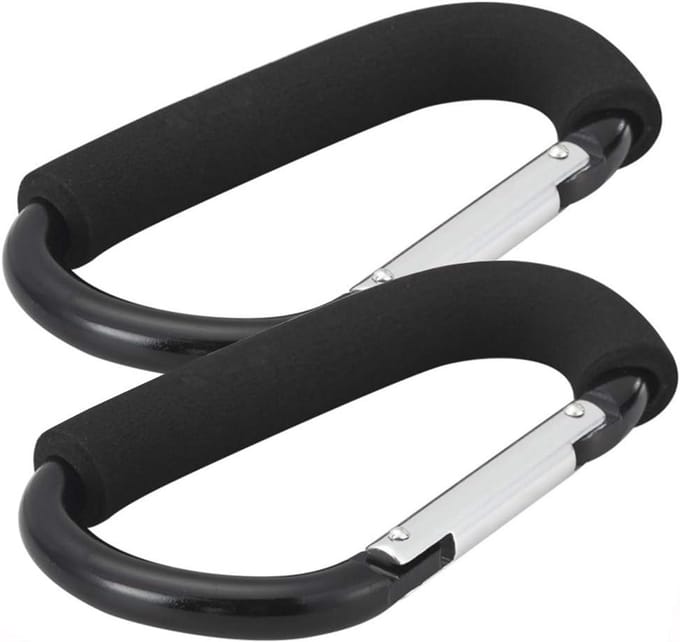 Zwarte 6.3" Buggy Clips voor Pram & Pushchair - 16cm (2 Stuks)
